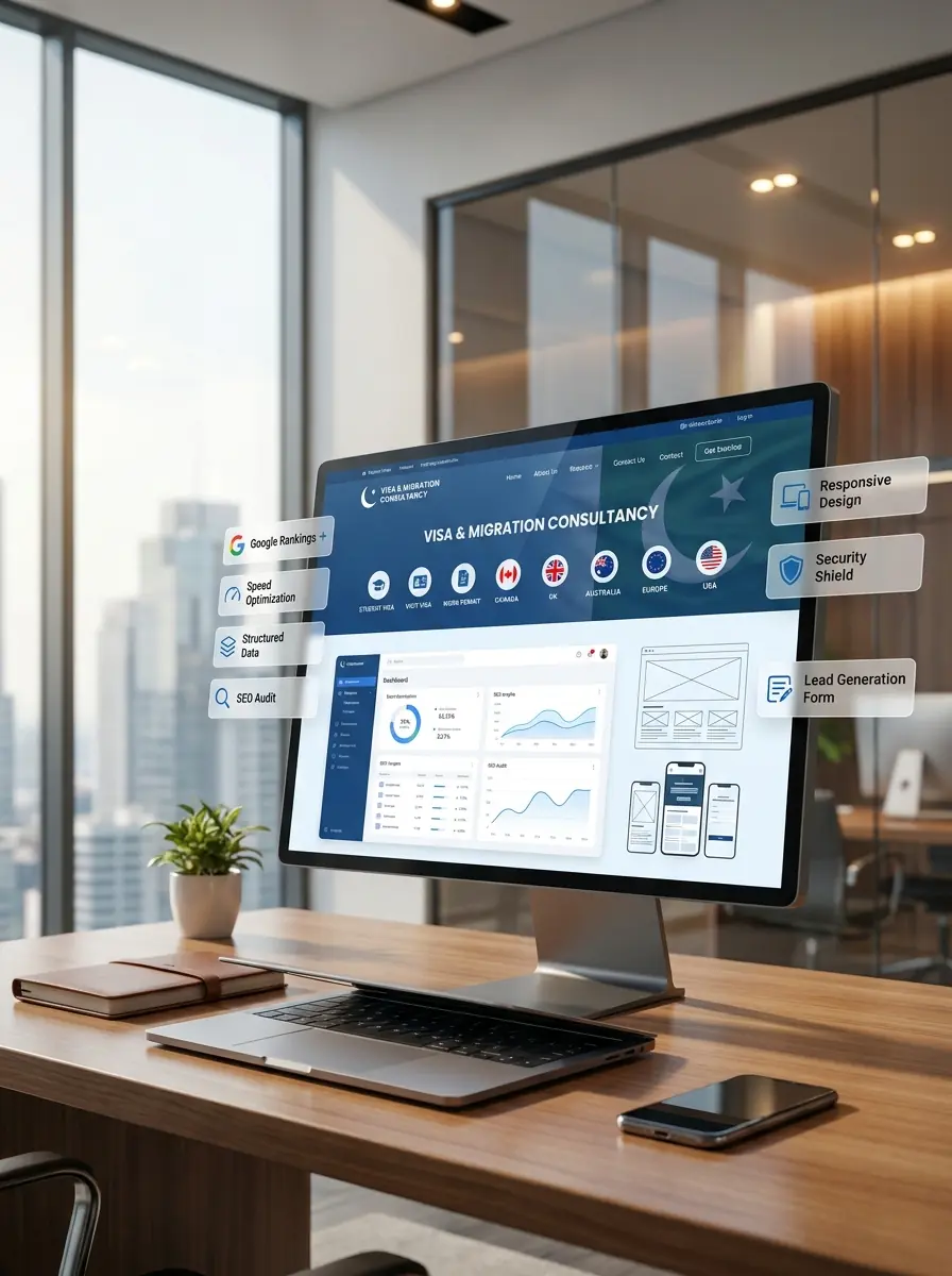 WordPress Design Services for Visa Consultancy Showcase Mockup